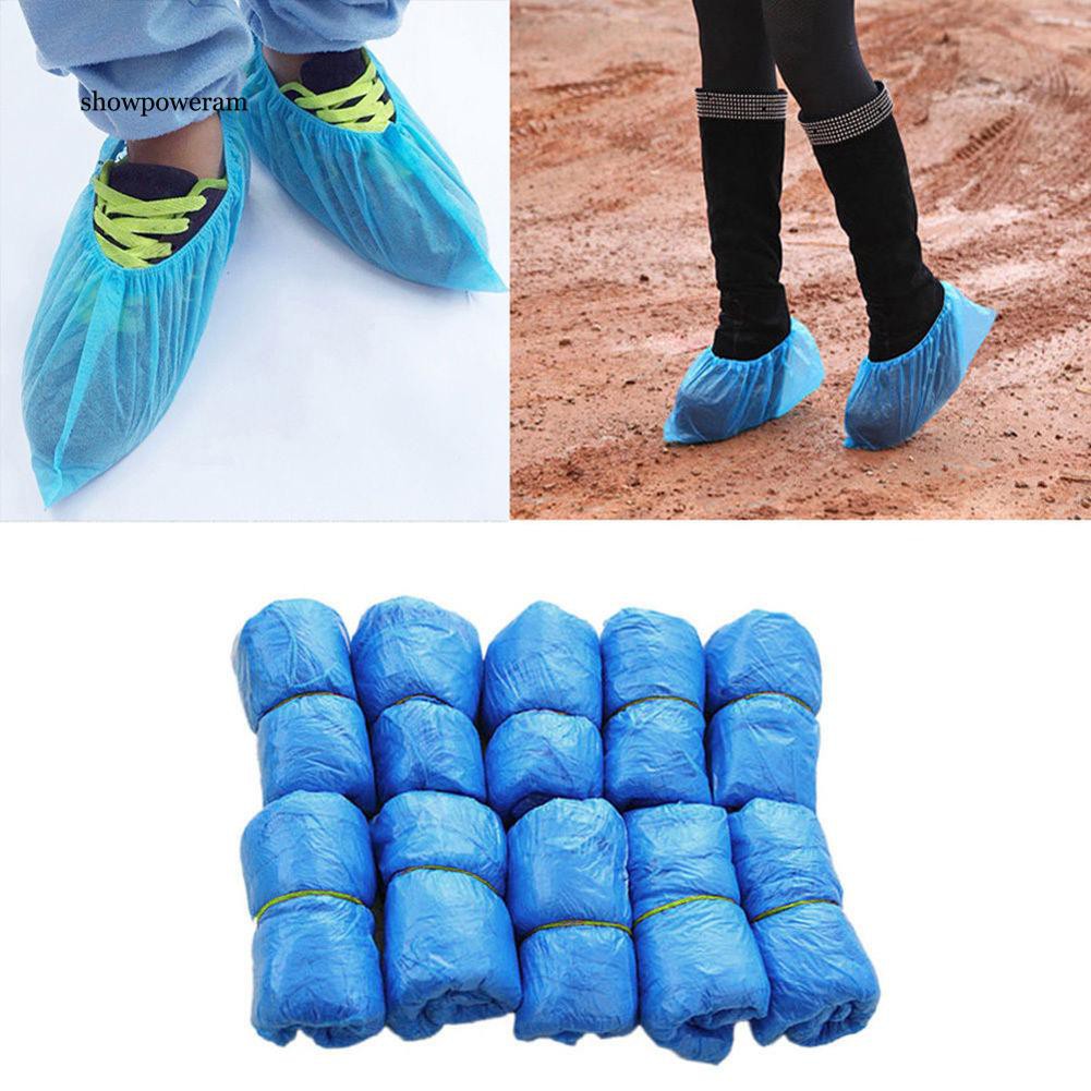100Pcs Disposable Plastic Boot Shoes Cover Waterproof Lab Cleaning  Overshoes