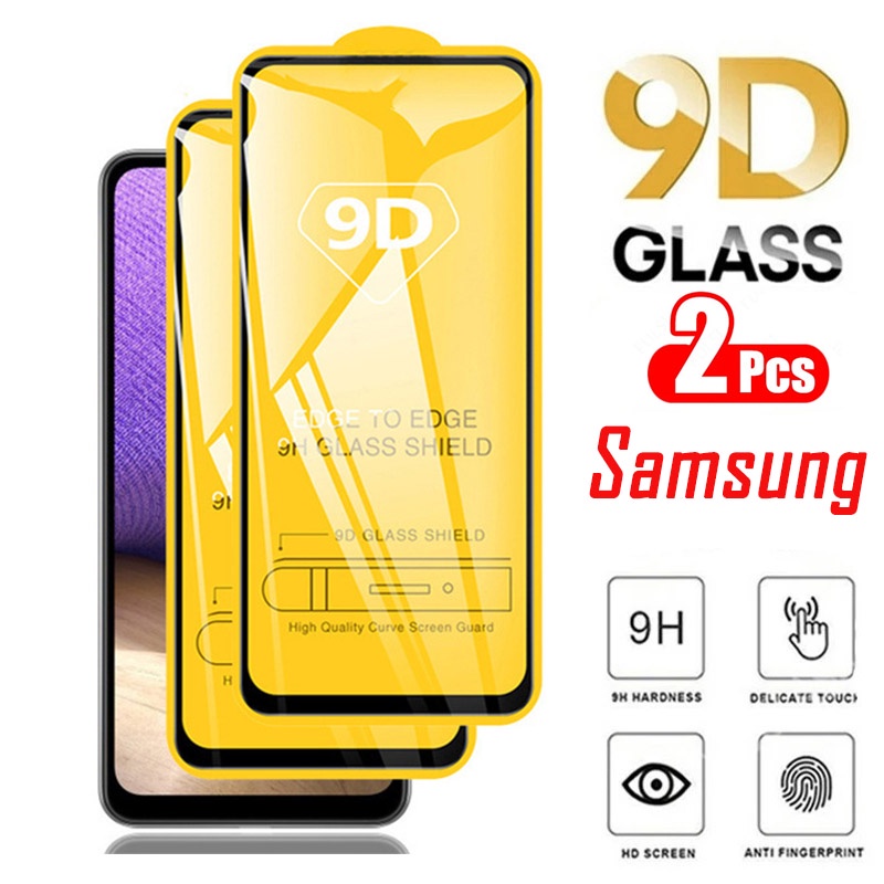 2PCS Full Cover 9D Tempered Glass Samsung A54 A34 A14 S21 S20 FE A53 A13  A23 A12 M12 M22 A22 A20 A30 A31 A50 A50s A30s A51 A32 A52 A52s A33 A73 5G 