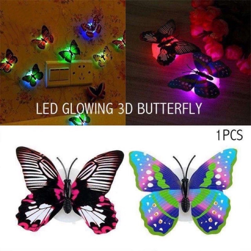 Glowing 3D Butterfly LED Butterfly Wall Stickers | Shopee Philippines