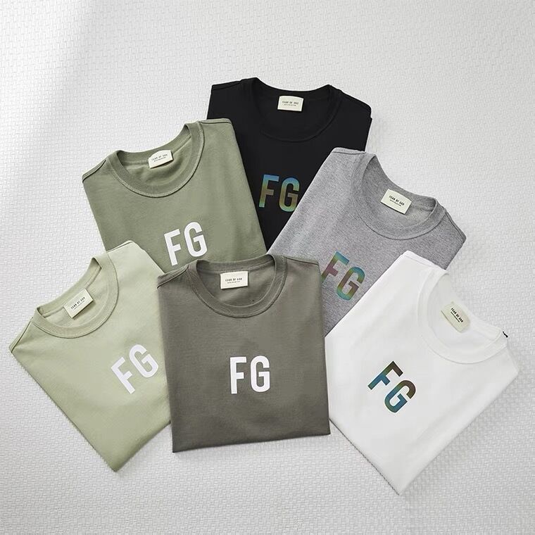 Fear of god FG reflective letter logo short sleeve tee oversize