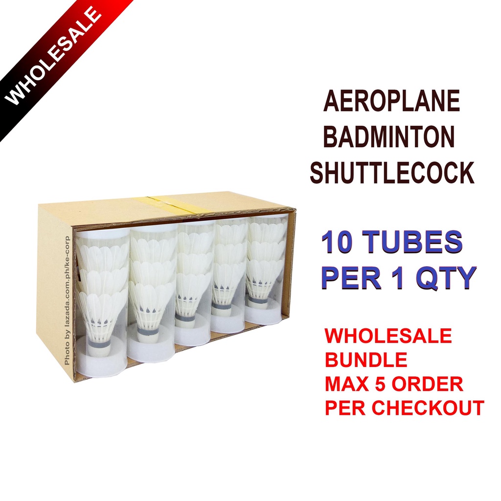 Aeroplane x10 tubes Shuttlecock Wholesale Red, Green, Black, Blue