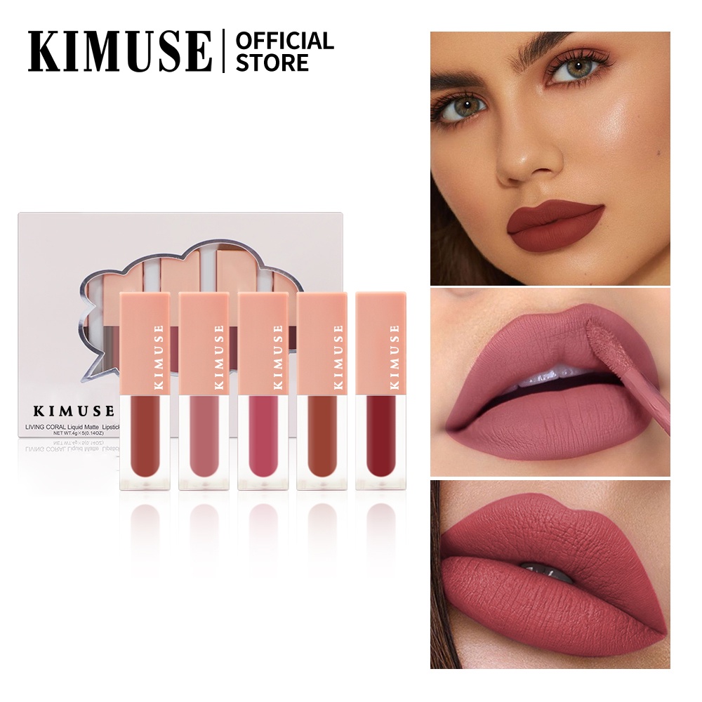 KIMUSE 5pcs/set Lip Tint Set Moisturizing Lip Gloss Long Lasting Liquid ...