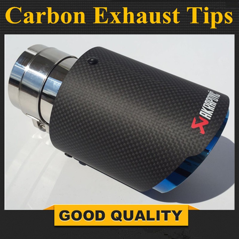 Akrapovic Style Carbon Fibre Car Exhaust Tip Muffler Tail Pipe Blue
