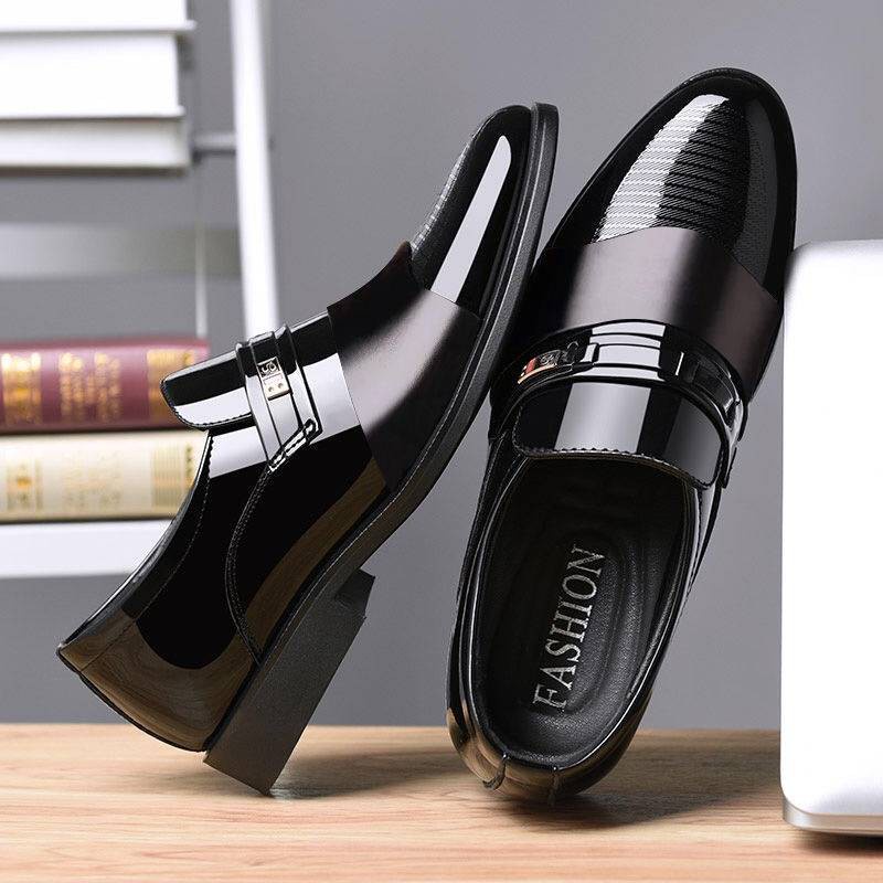 New Leather Shoes Men's Business Formal Wear Shoes British Style Black ...