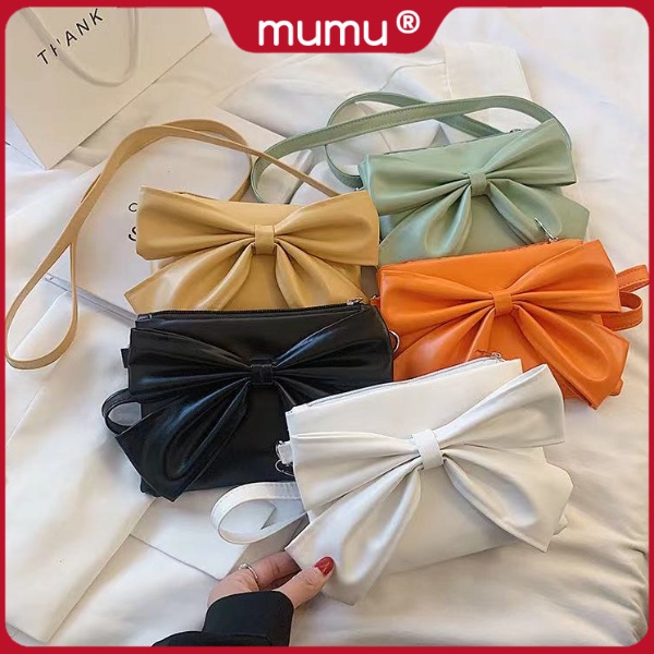 Mumu 2070 Korean Cute Bowknot Girls Sling Bag Leather Fashion Bags For ...