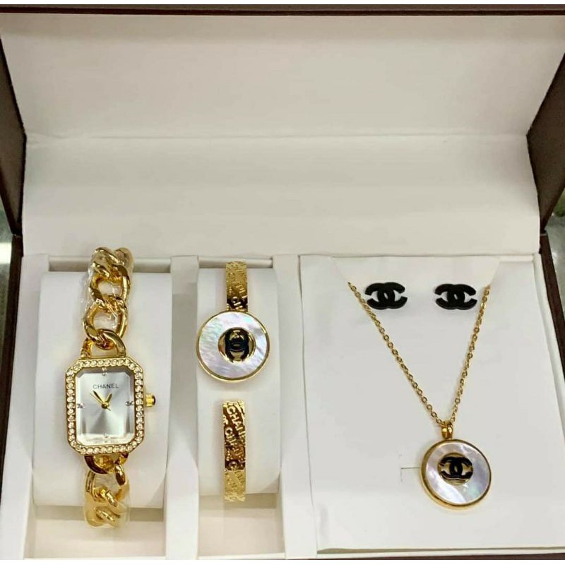 Watch earrings and necklace set hot sale