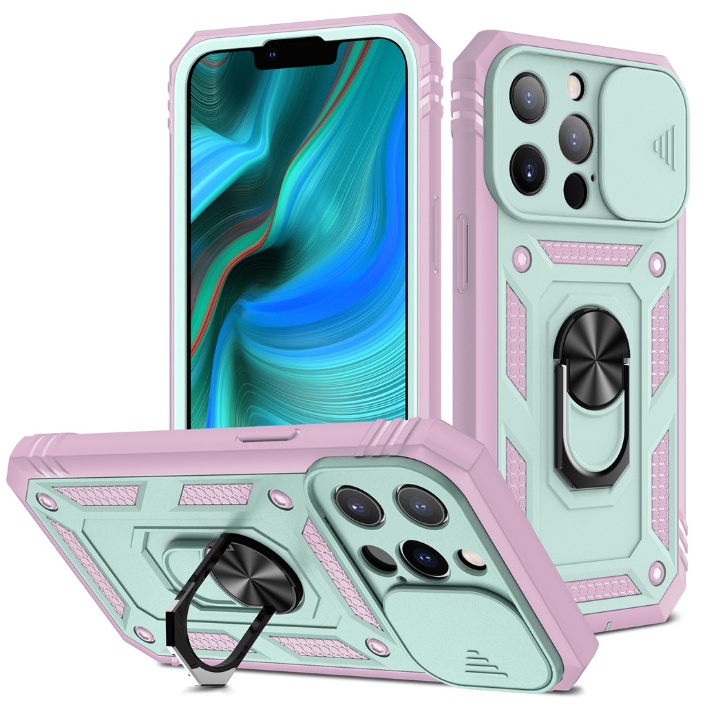 3 In 1 Armor Shockproof Thick Phone Case With Slide Camera Protection