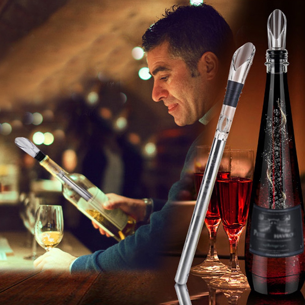 Stainless Steel Ice Wine Chiller Stick With Wine Pourer Wine Cooling