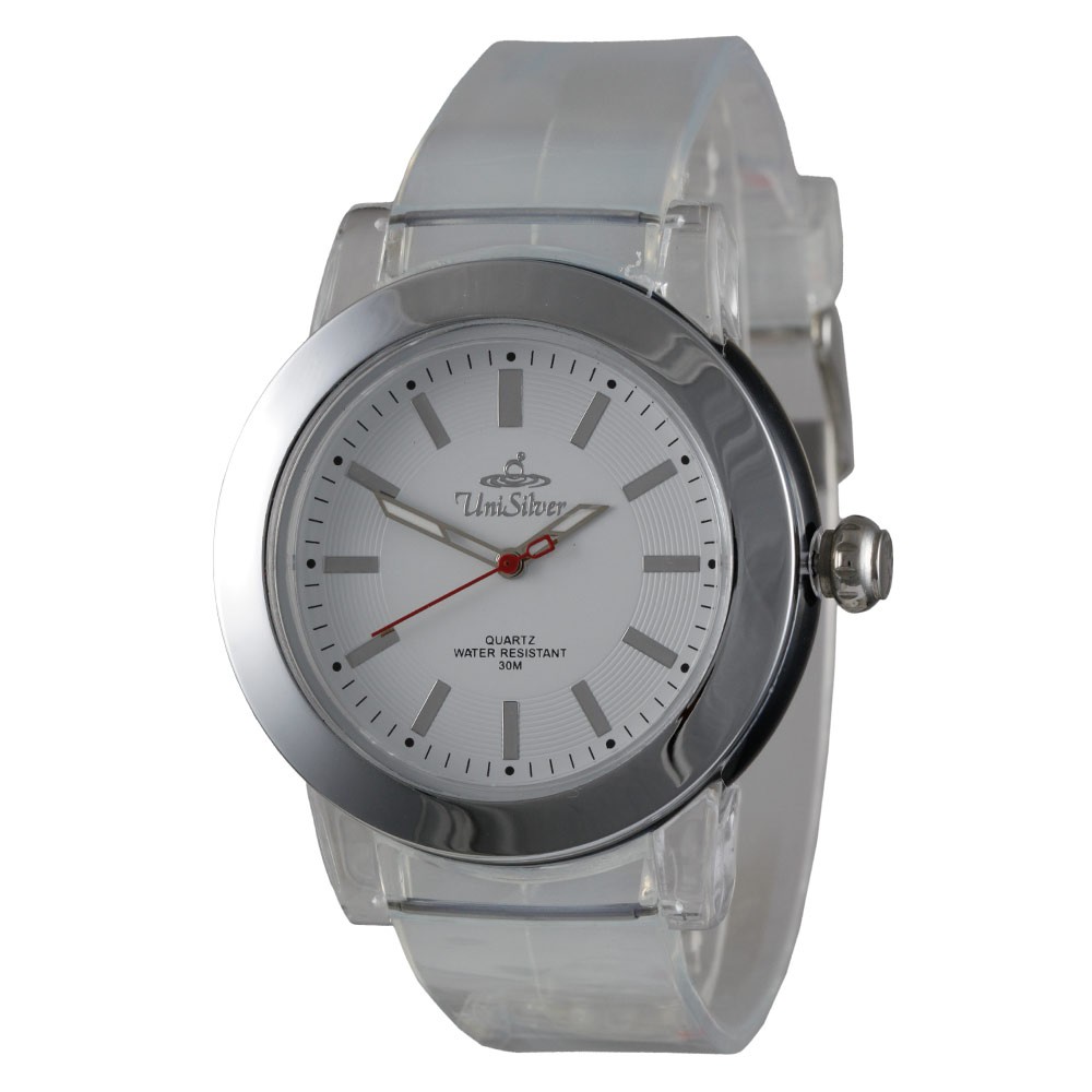 UniSilver TIME Lucent Unisex Transparent White Analog Rubber Watch ...