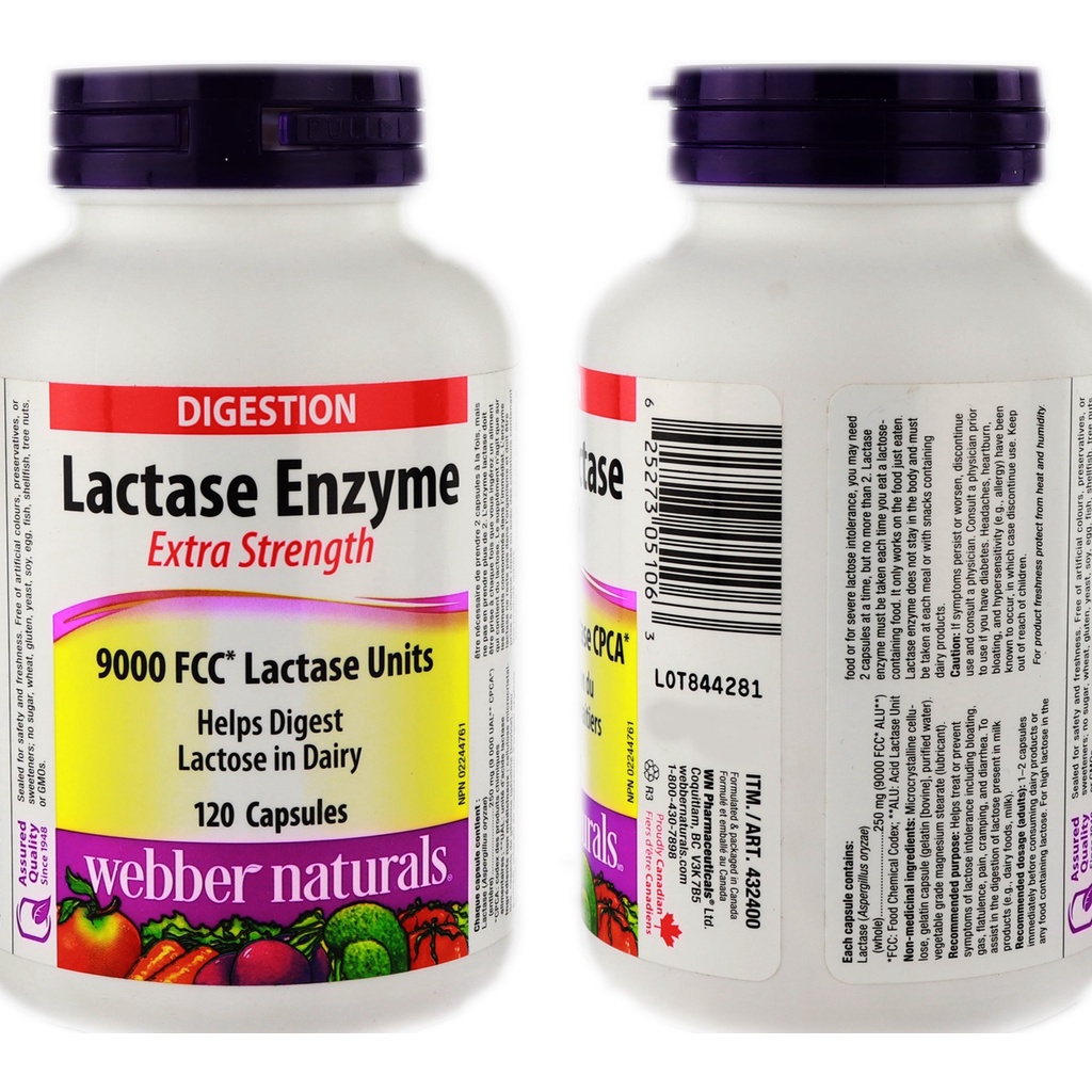 ber Naturals Lactase Enzyme Extra Strength (120 capsules) fenI