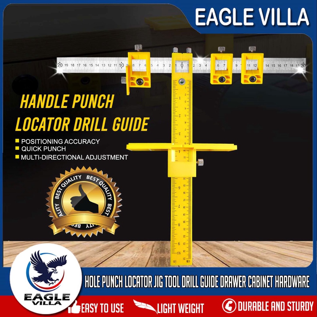 Eagle Villa Cabinet Hardware Jig Portable Adjustable Drill Guide Punch ...