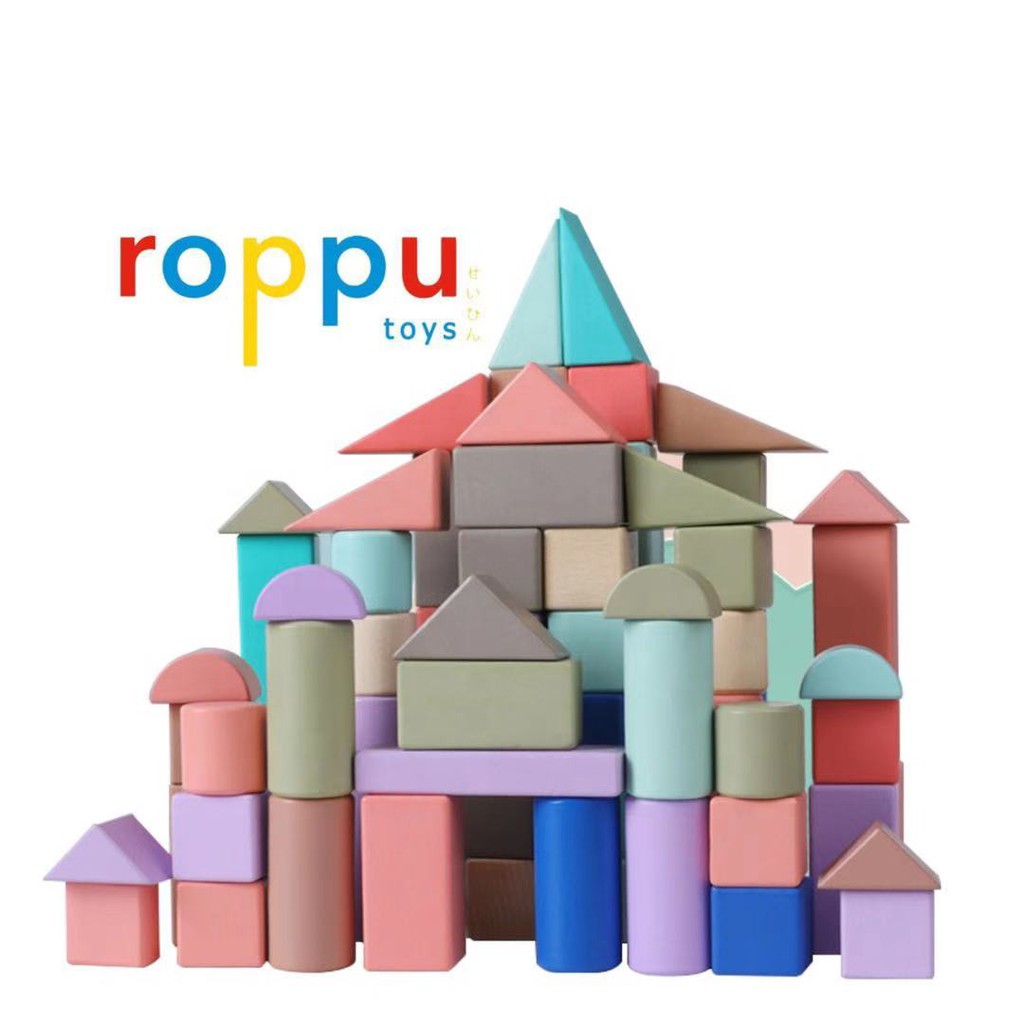 Roppu Wooden Building Block Pastel 74pcs/ Block Toys/ Educational Toys ...