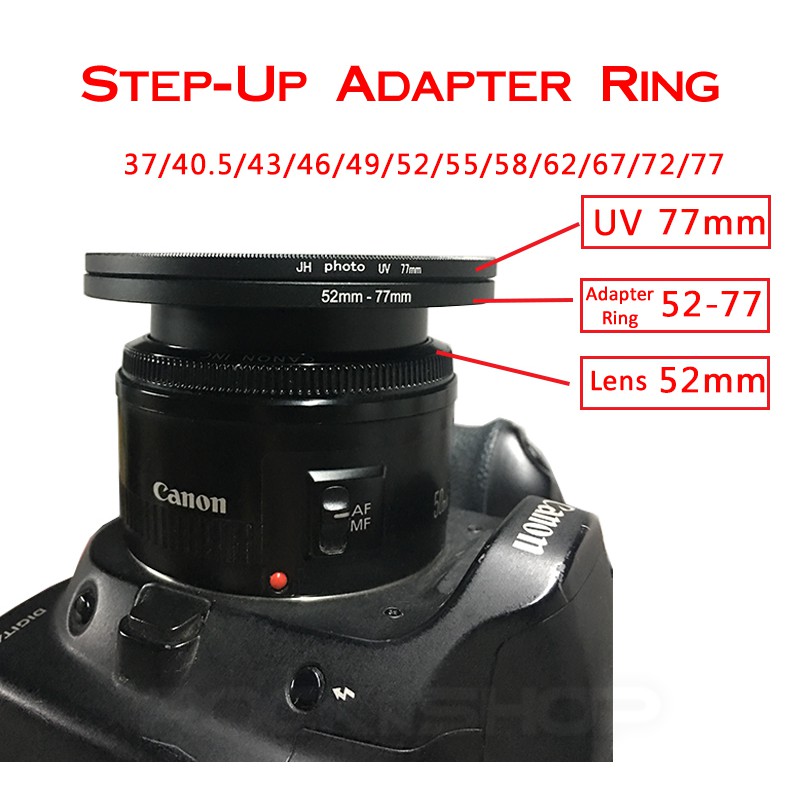 49mm to 52mm Lens Step-Up Filter Adapter Ring | Shopee Philippines