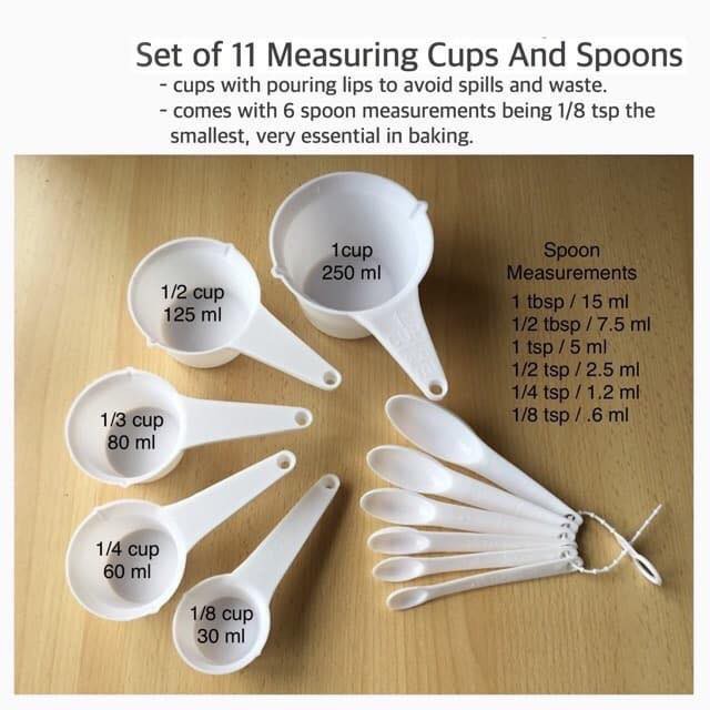 HVA] 11in1,Set of 11 Measuring Cup and Spoon,plastic,white
