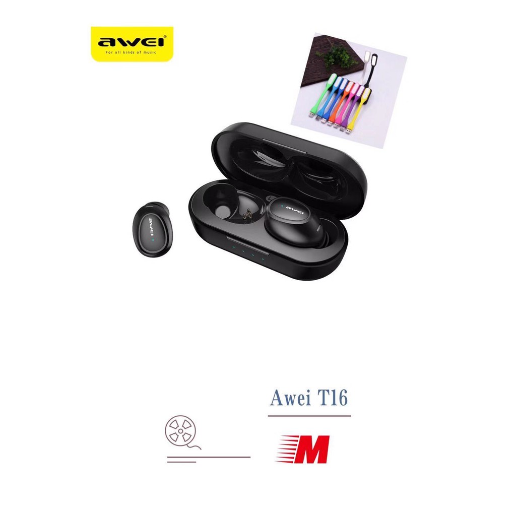 Awei T16 Bluetooth V5.0 TWS True Wireless Earbuds Headset with