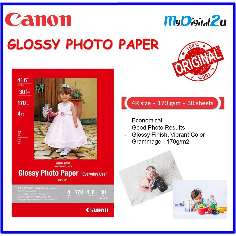 Canon 4R Glossy Photo Paper 30 sheets GP501 & GP601 Shopee