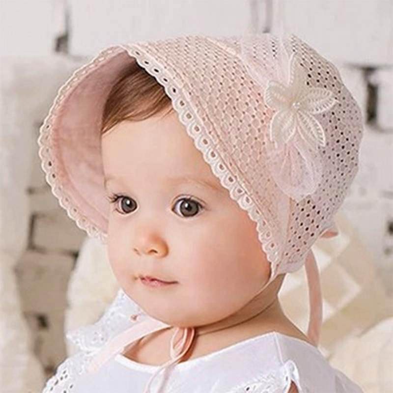 Lace Flower Hollow Baby Cap 3 18 Month Summer Princess Infant Baby Girl Hat With Bow Kids Beach Bucket Hats Shopee Philippines