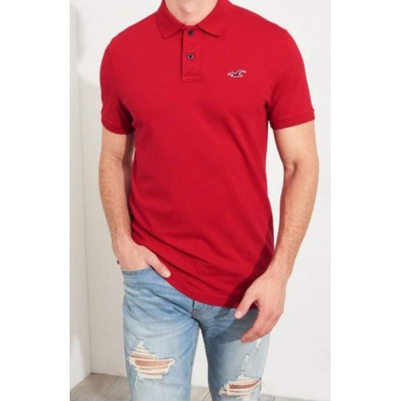 Hollister Epic Flex Stretch Polo Shirt Red Color Small Size Original