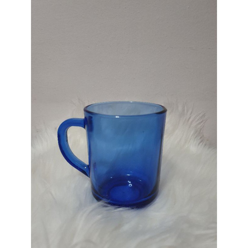 Clear blue deals glass coffee mugs