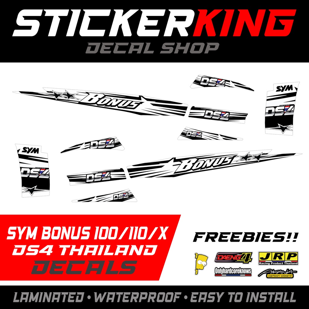 SYM BONUS 100/110/X DS4 STICKER DECALS (WHITE) | Shopee Philippines