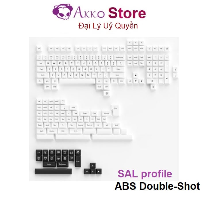 Akko Keycap Set – Black on White - SAL profile (ABS Double-Shot / 195 ...