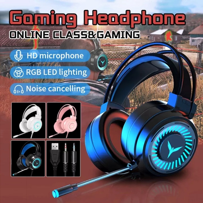 Gaming Headphones PC Noise Cancelling Headphones Wired Headset with Mic ...