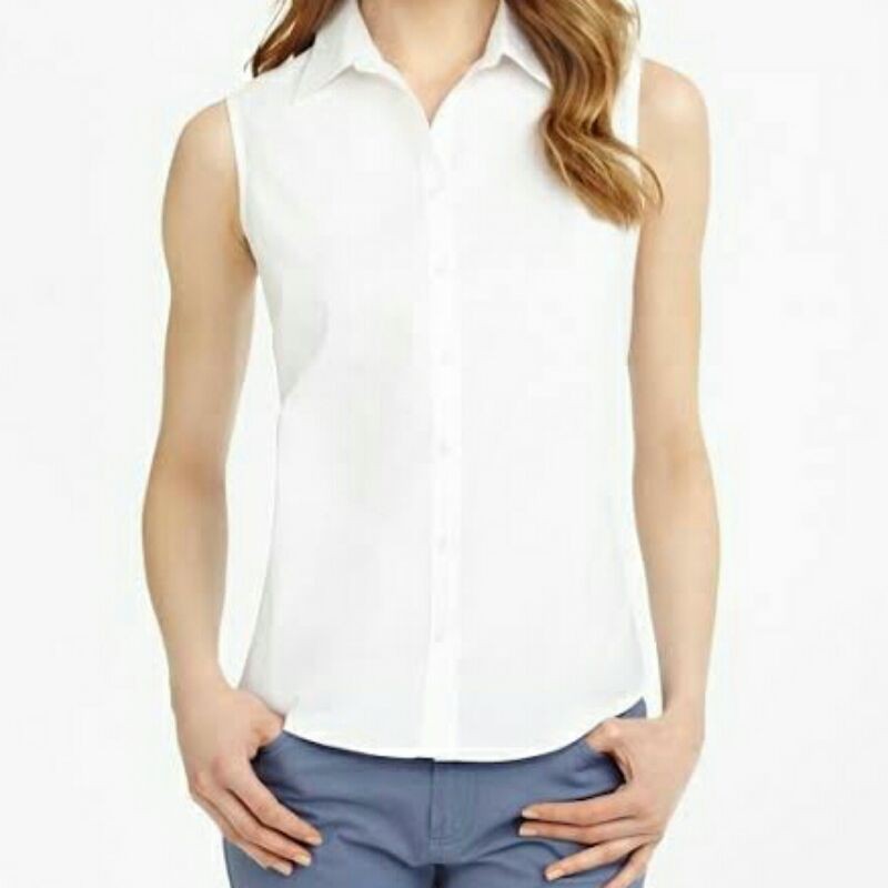 The White Collared Button Up Sleeveless Shirt