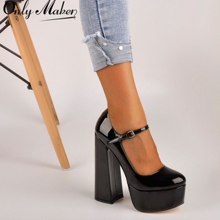 Only Maker Black Pointed Toe Chunky Block Heel Pumps