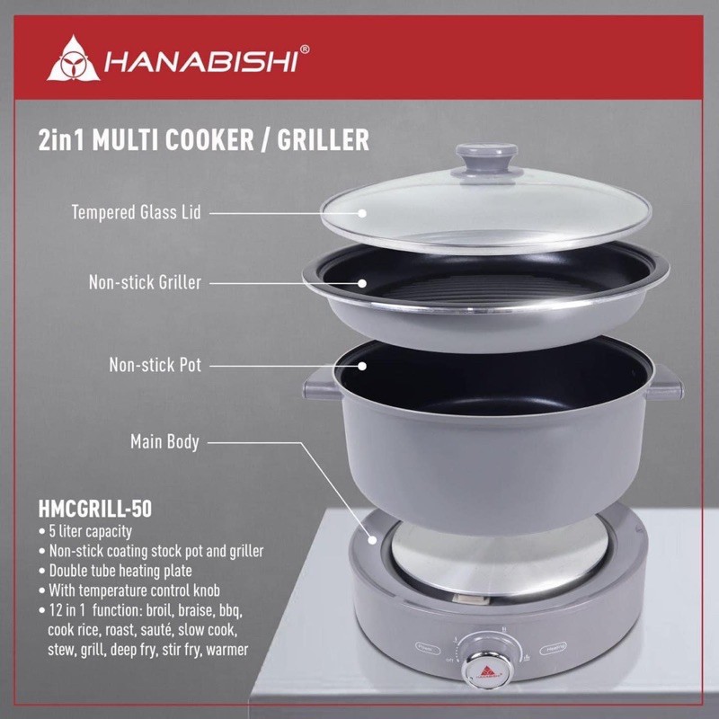 Hanabishi Multi Cooker/ Griller HMCGRILL50 Shopee Philippines