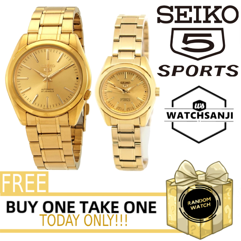 SEIKO 5 Water Resist COUPLE TWO TONE SILVER GOLD stainless steel watch  CLASS A automatic hand moveme | Shopee Philippines