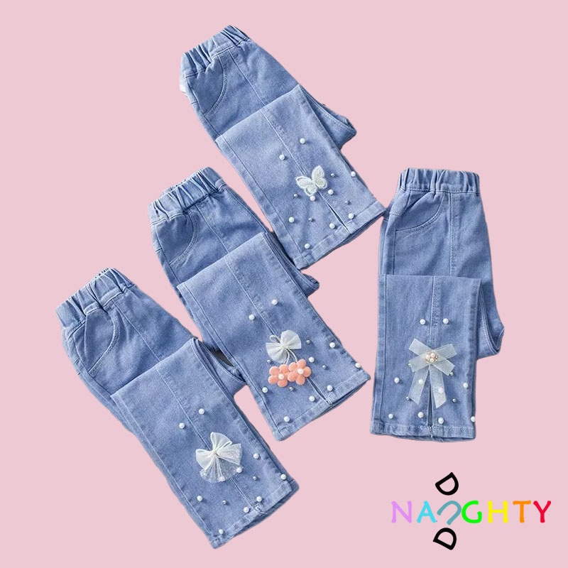 Girls Jeans 3-12 Years Old Kids Flared Pants