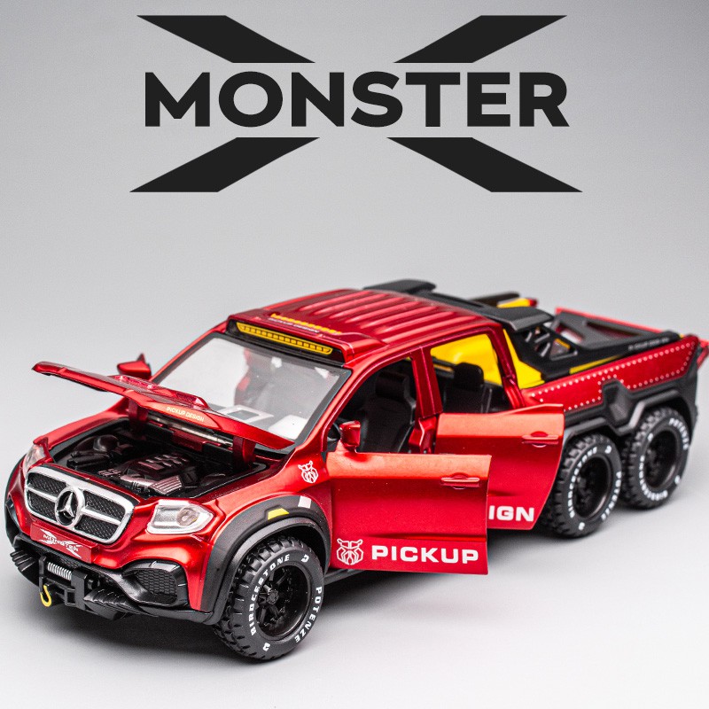 1:28 Mercedes Benz Class X MONSTER 6X6 PICKUP Cars Models Alloy