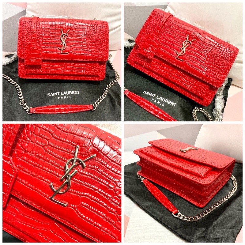 Ysl crocodile bag discount red