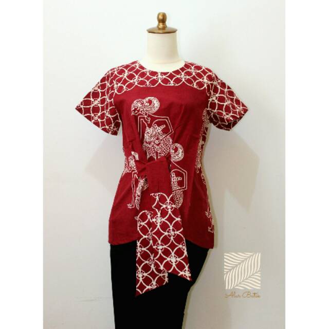 MERAH Wayang Modern Batik Red Blouse | Shopee Philippines