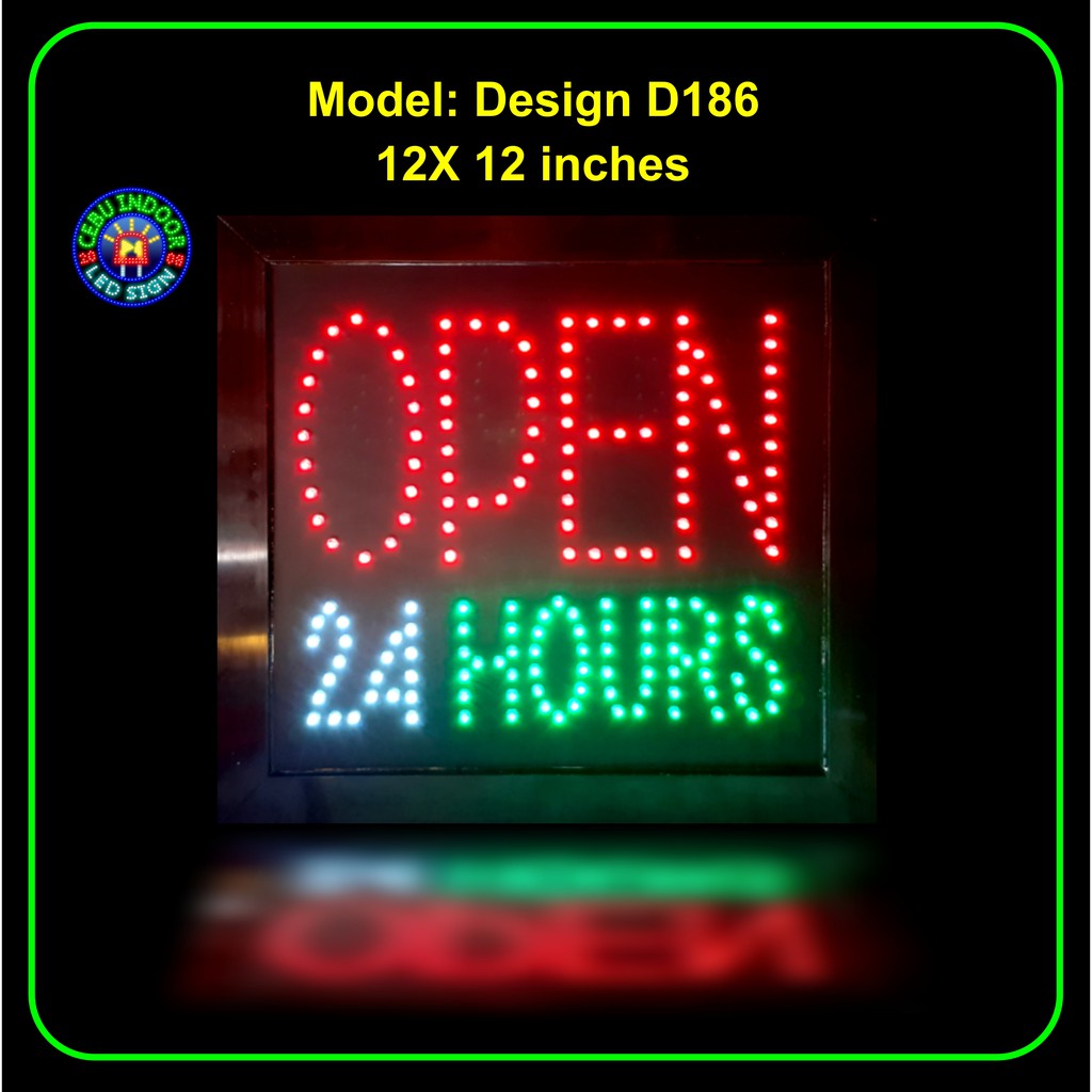 Led Signage Open 24 hours Shop Signs 12 X 12 inches D186 | Shopee ...