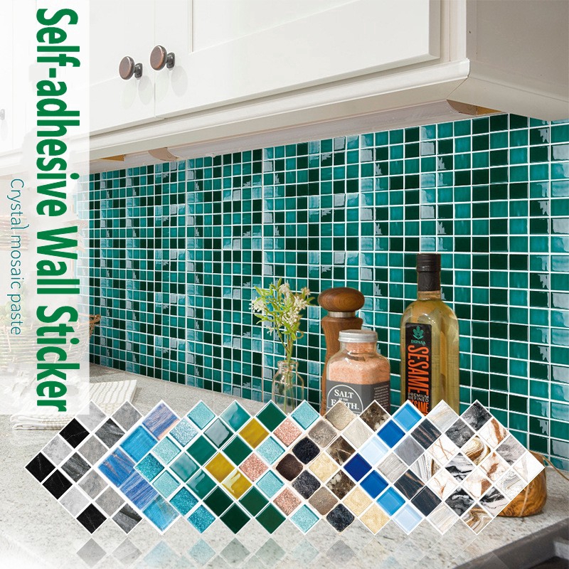 20Pcs/Bag 3D Mosaic Self-adhesive Wall Sticker / Waterproof PVC wall ...