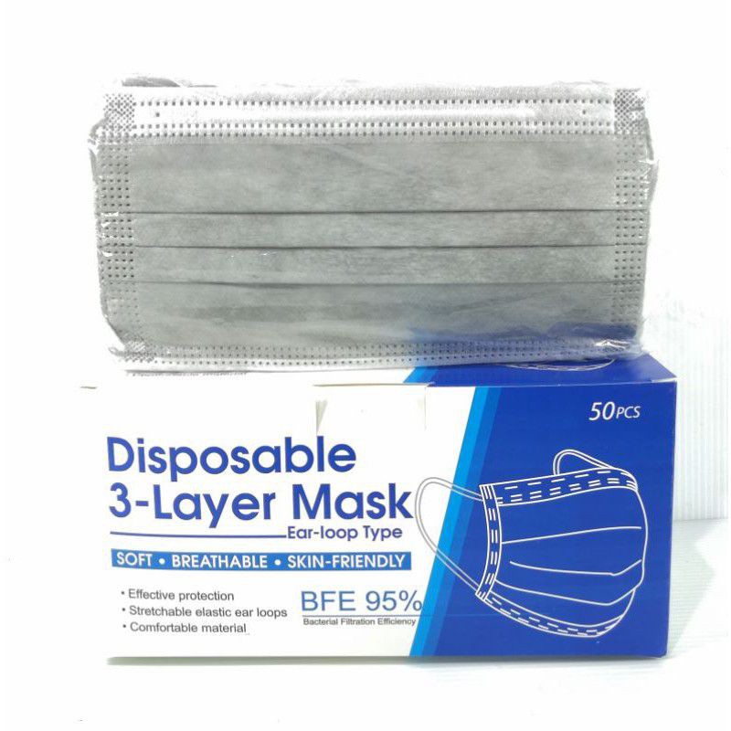 Grey Face Mask 3ply 50pcs | Shopee Philippines