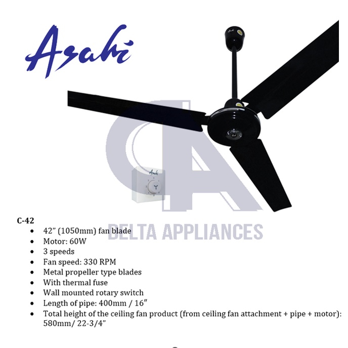 Asahi C42 Ceiling Fan 42" Shopee Philippines