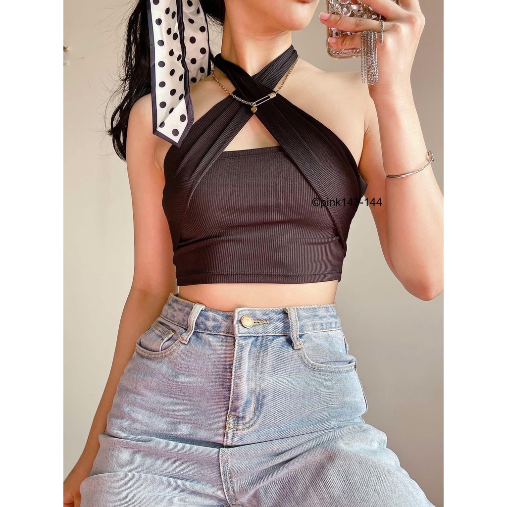 Tie Leticia Knitted Crop Top | Shopee Philippines
