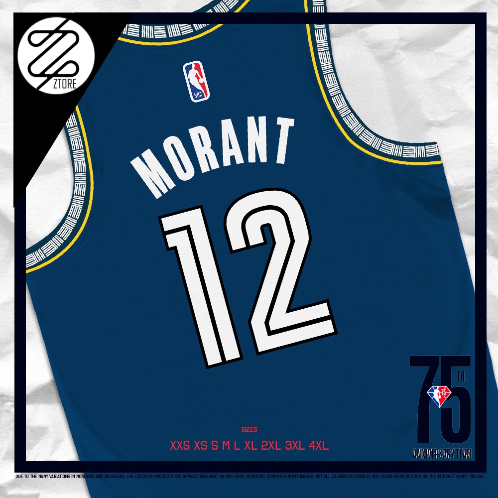 ZTORE 75th Edition NBA Memphis Grizzlies Ja Morant Jersey 2022