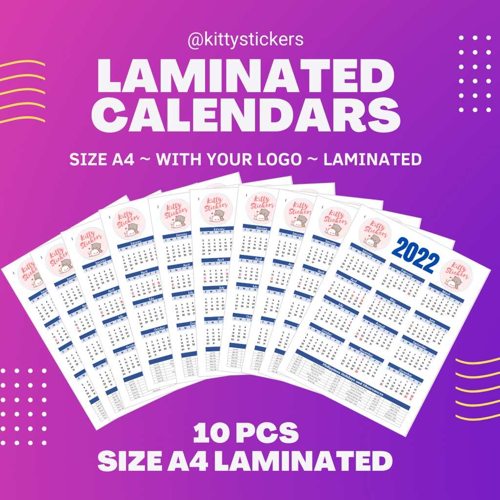 LAMINATED CALENDARS SIZE A4 Shopee Philippines