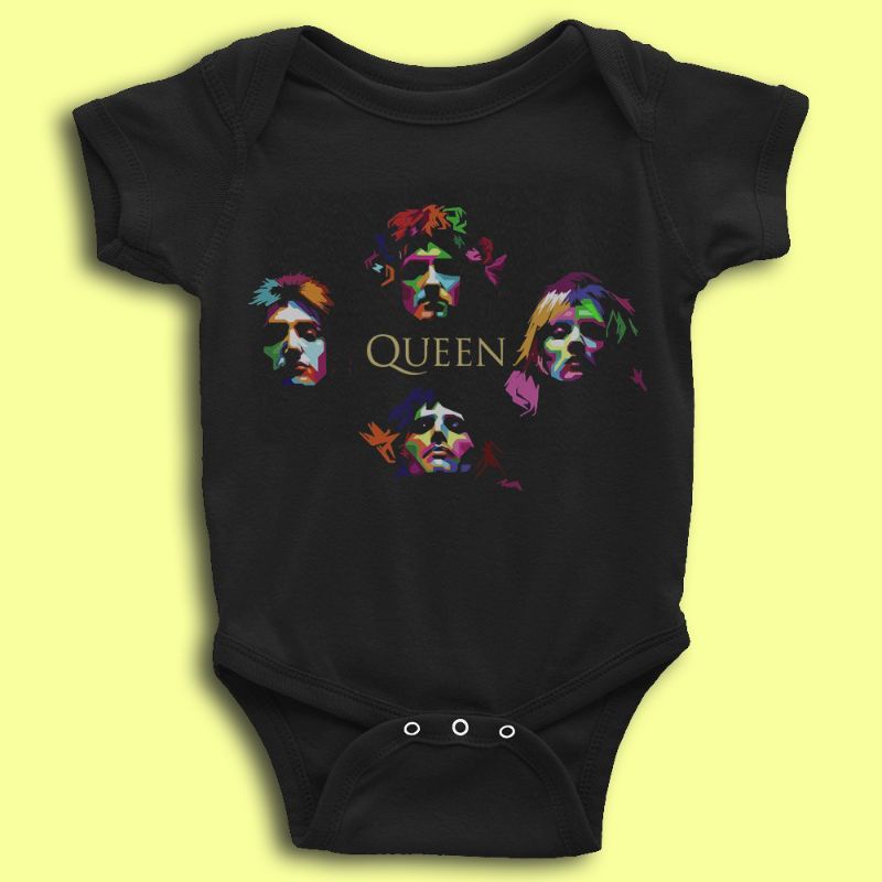 Queen Baby Grow Classic Crest Band Logo Official Black 0 to