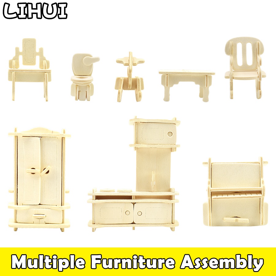 DIY Miniature 3D Puzzles for Kids Toys Model Mini Wooden Puzzle