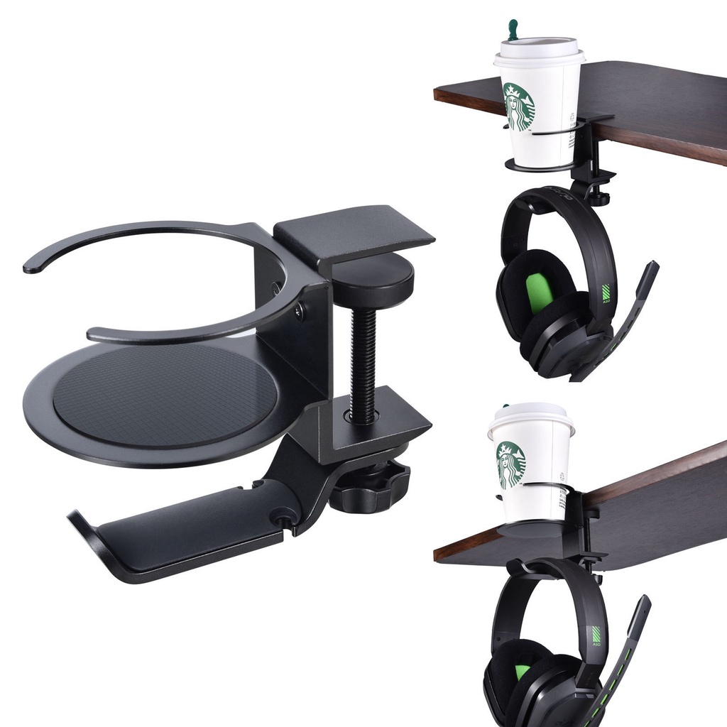 Headphone Holder Headset Hook Hanger Mount,Cup Holders for Gaming,Desk and  PC Accessories,Headphones Stand with Adjustable Rotating Arm Clamp,Under 