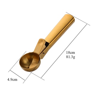 1pc Gold Ice Cream Scoop, Stainless Steel Ice Ball Spoon For Household