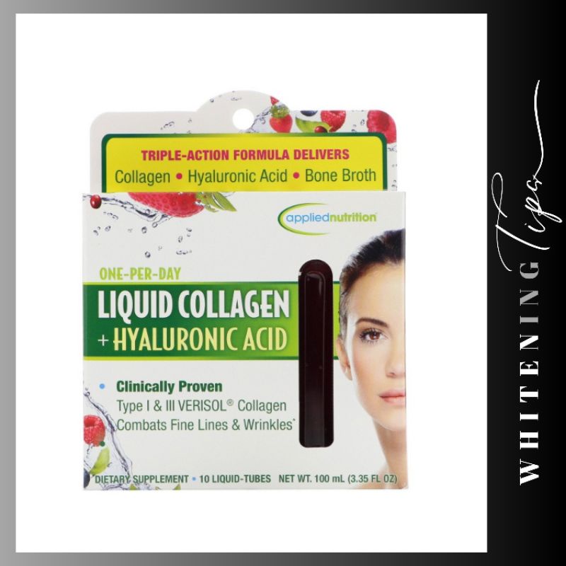 WHITENING TIPS AppliedNutrition, Liquid Collagen + Hyaluronic Acid, 10 LiquidTubes, 10 ml