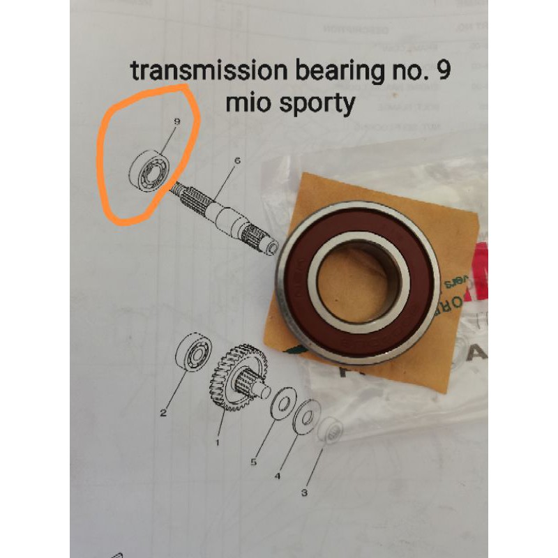 TRANSMISSION BEARING NO. 9(6004) MIO SPORTY 93306 054X9 ORIG. YAMAHA
