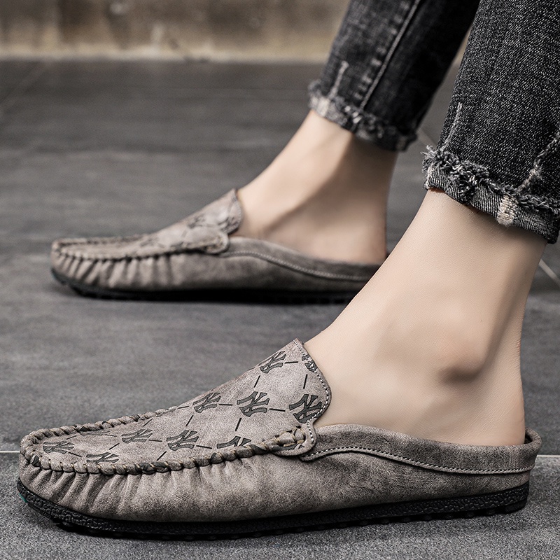 2022 Summer Leather Half Slippers Peas Shoes Fashion Versatile ...