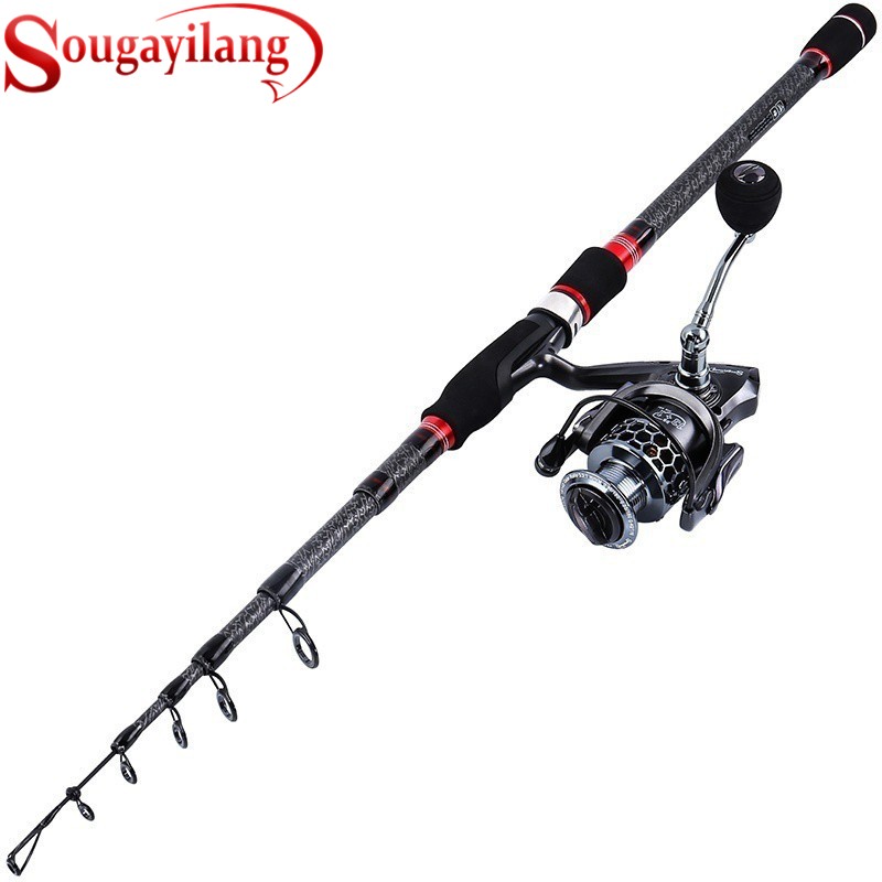Sougayilang Telescopic Fishing Rods And Metal Spinning Reel Gear