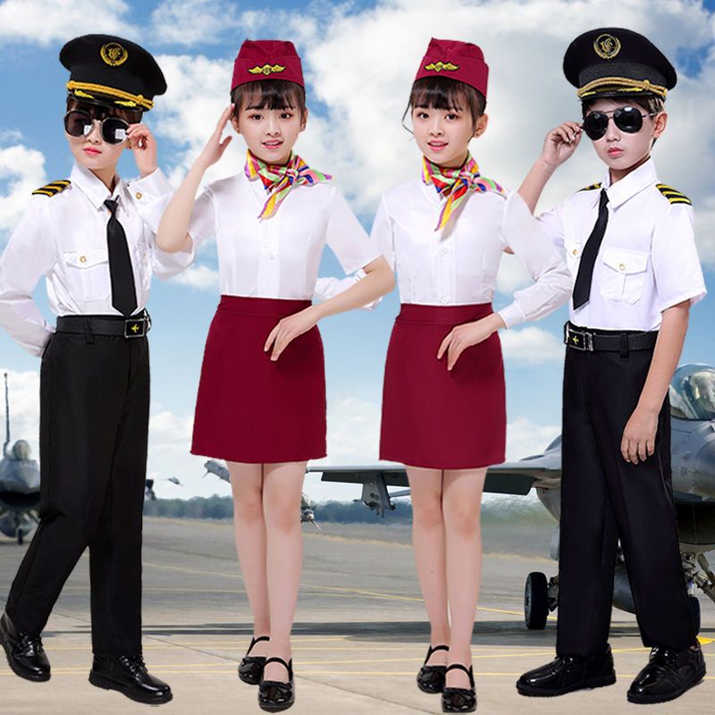 [Ready Stock goods] Children's Flight Attendant Captain Suit Boys Girls ...